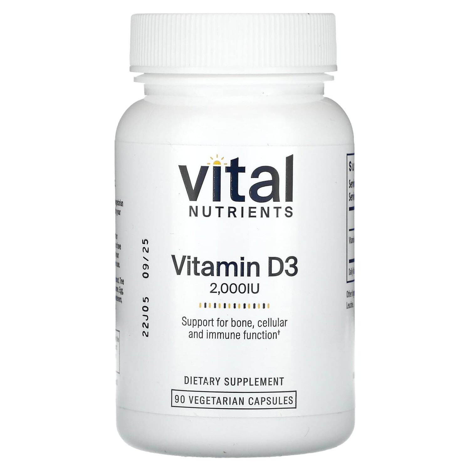 

Витамин D3, 2000 МЕ, 90 вегетарианских капсул, Vital Nutrients
