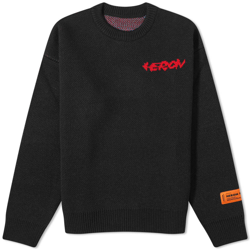 

Вязаный трикотаж Heron Preston Flaming Crew, черный