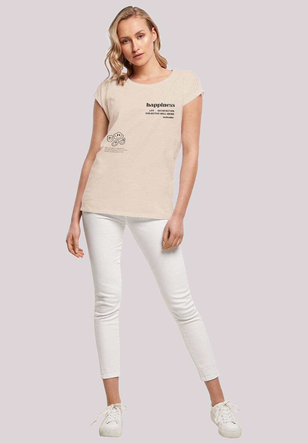 

Футболка с принтом HAPPINESS SHORT SLEEVE F4NT4STIC, песочный
