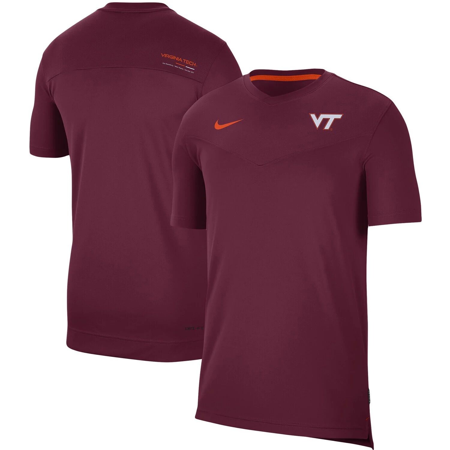

Мужская темно-бордовая футболка Virginia Tech Hokies 2022 Coaches UV Performance Nike, Красный