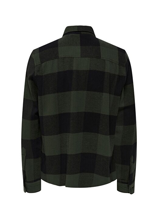 

Повседневная клетчатая темно-зеленая мужская рубашка ONSMILO LS CHECK OVERSHIRT NOOS Only & Sons, зеленый