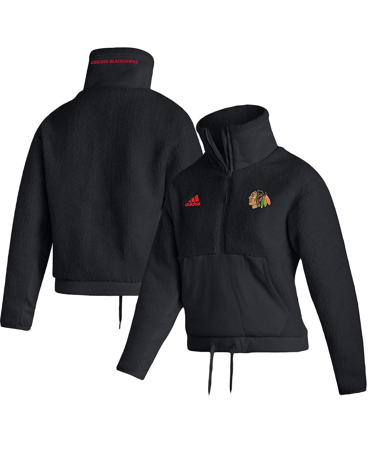 

Женская черная куртка Chicago Blackhawks из шерпы с молнией до половины adidas, черный