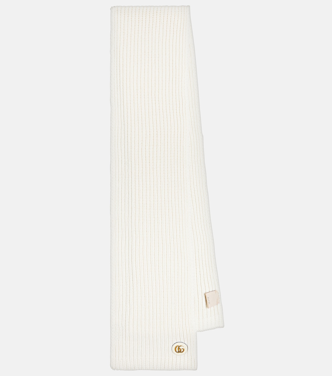 Шарф из шерсти и кашемира Gucci, белый шарф из кашемира и шерсти гладкой вязки цвет – белый