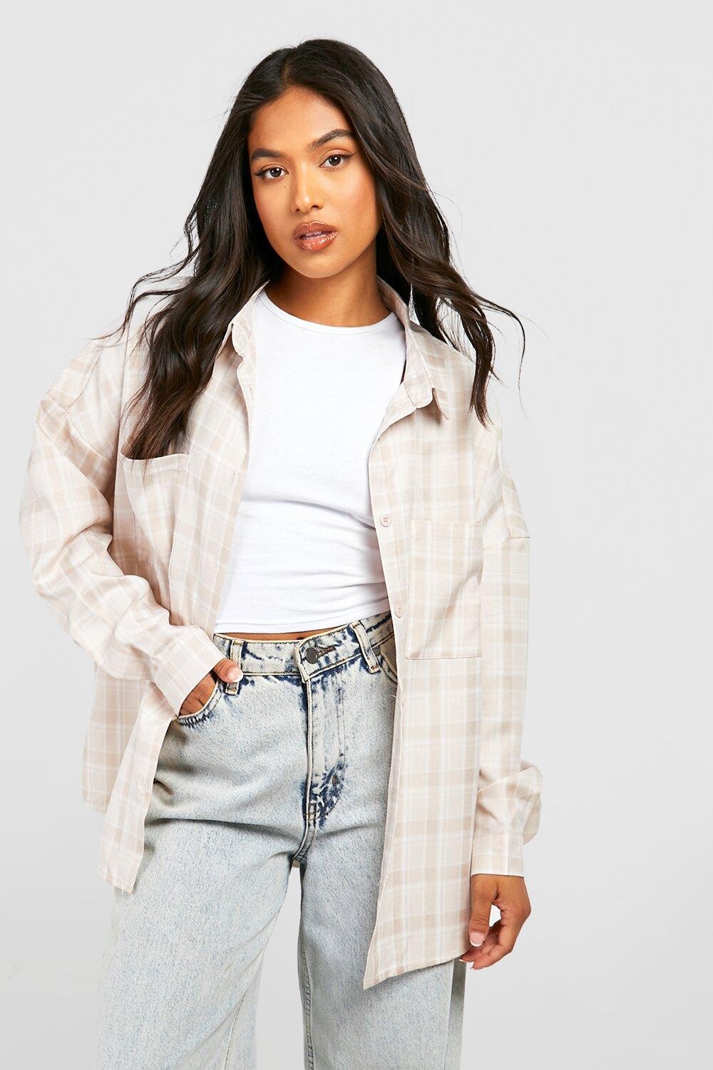 

Маленькая фланелевая рубашка Boohoo, серый