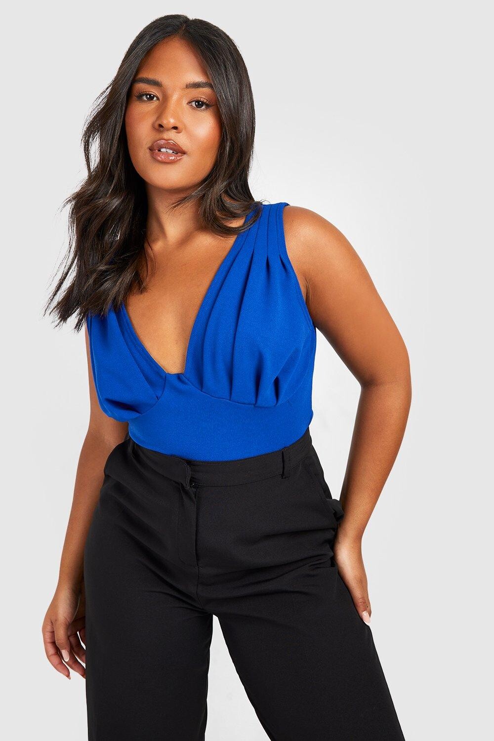 

Боди с деталями корсета plus Boohoo, кобальтовый