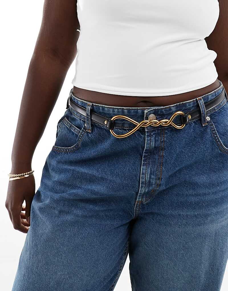 

Черный ремень на пояс ASOS DESIGN Curve – с витой пряжкой