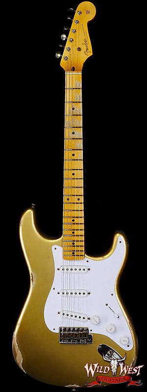 Электрогитара Fender Custom Shop Limited Edition 70th Anniversary 1954 Stratocaster Relic Aztec Gold 7.30 LBS limited edition custom shop chrome gold black neck plate for st tele electric guitar including screws