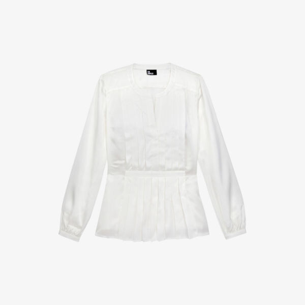 

Атласный топ со складками и V-образным вырезом The Kooples, экрю