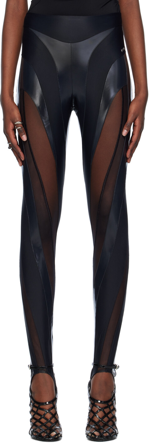 

Черные спиральные леггинсы Mugler, цвет Black/Black