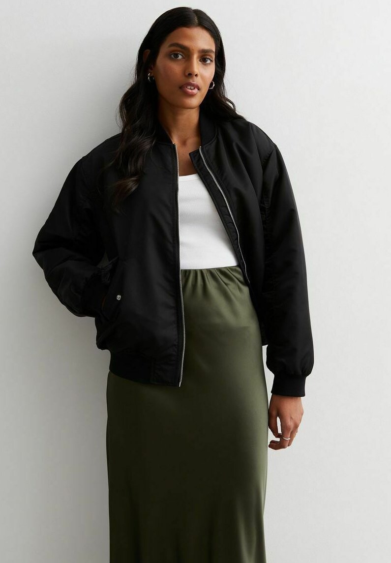 

Куртка-бомбер Zip Up New Look, черный