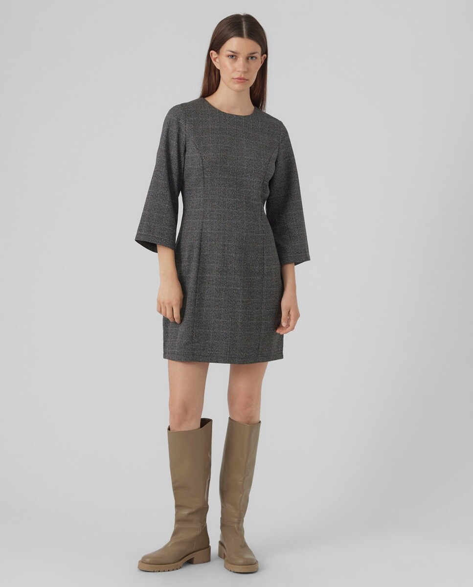 

Короткое платье с французскими рукавами Vero Moda, темно-серый