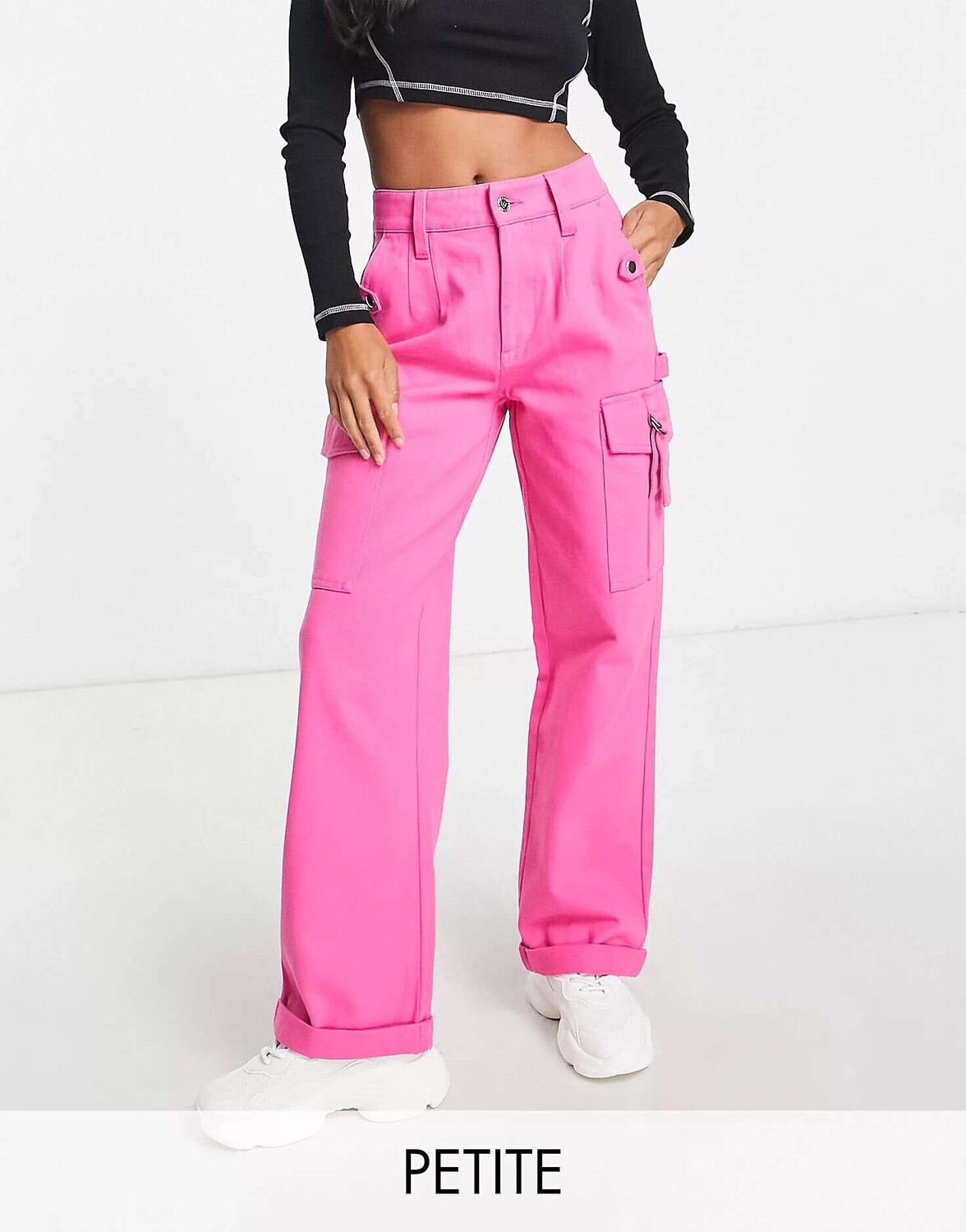 

Розовые прямые брюки карго Miss Selfridge Petite