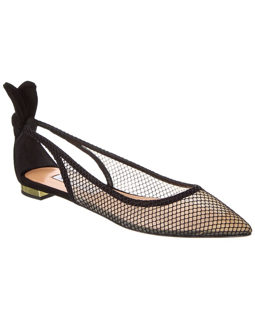 

Балетки из сетки и замши Aquazzura с галстуком-бабочкой, черный