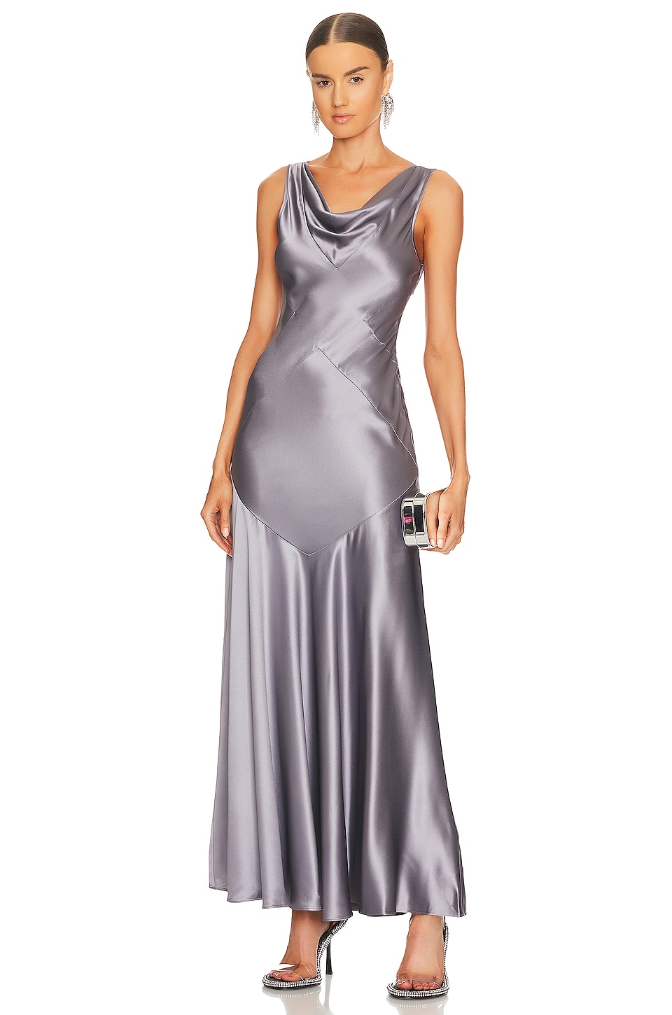 

Платье NICHOLAS Senie Cowl Neck Gown with Side Slit, цвет Pewter