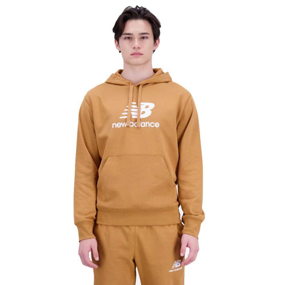 

Худи New Balance Essentials Stacked Logo French Terry, коричневый