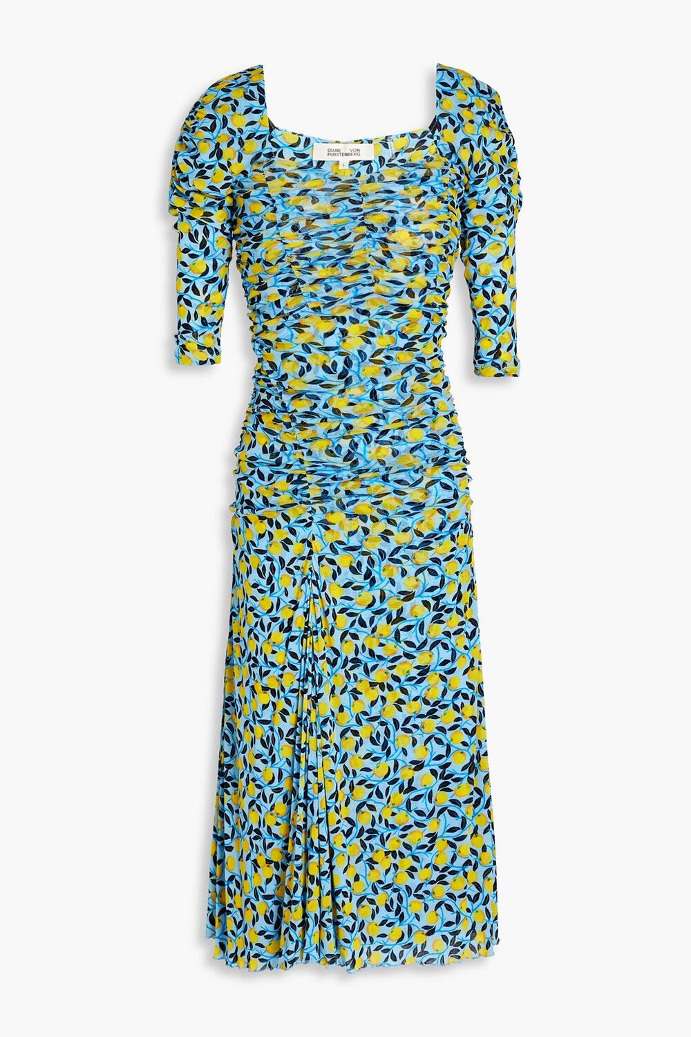 

Платье Dacey из эластичной сетки со сборками и принтом DIANE VON FURSTENBERG, лазурный