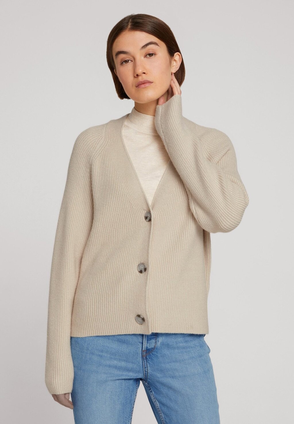 

Кардиган TOM TAILOR DENIM V-образный вырез, цвет light cashew beige