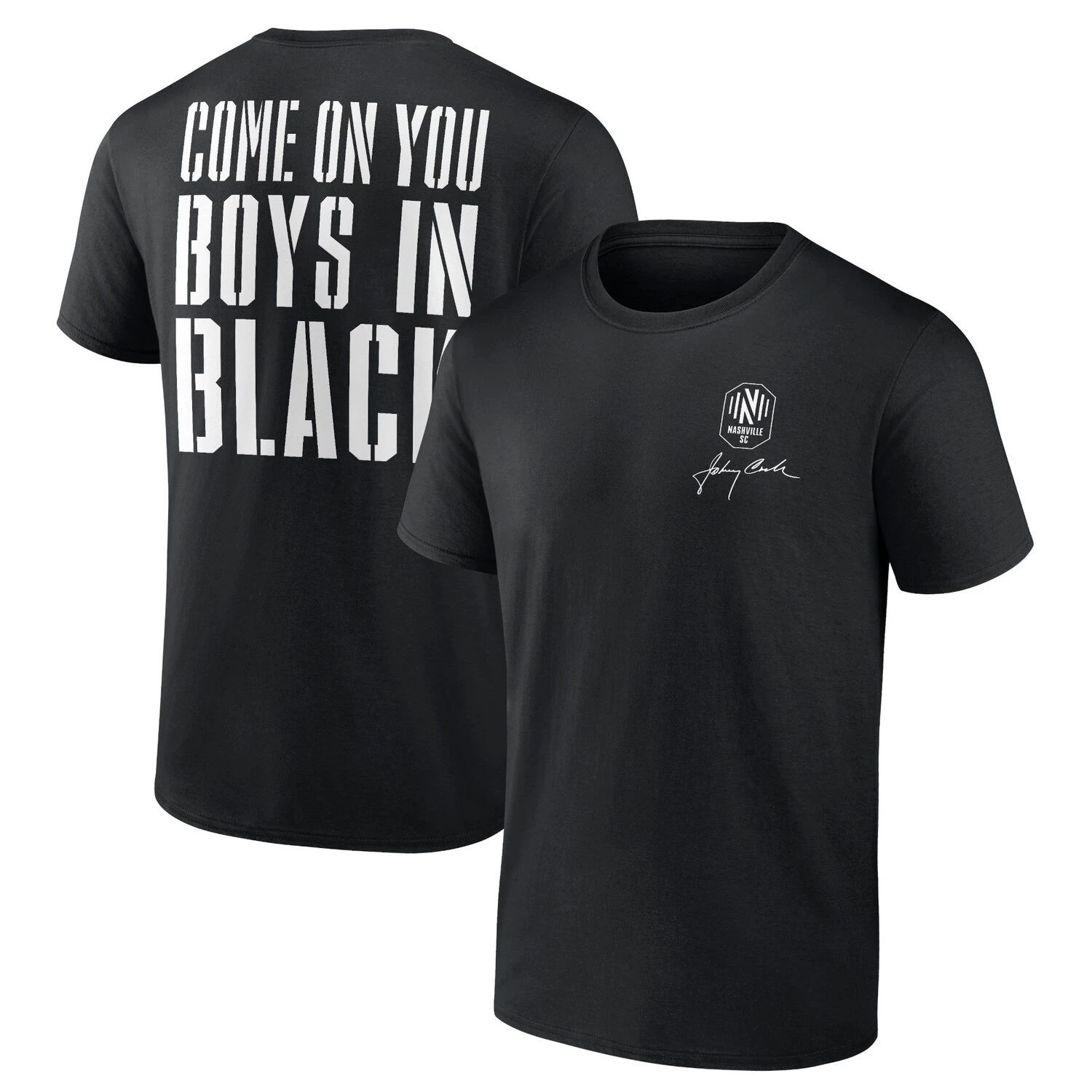 цена Мужская черная футболка с логотипом Nashville SC Johnny Cash Come On Fanatics