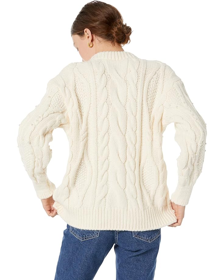 Свитер MANGO Otawa Pearl Beaded Cable Knit Sweater, цвет Light Beige свитер mango canoli sweater цвет light beige