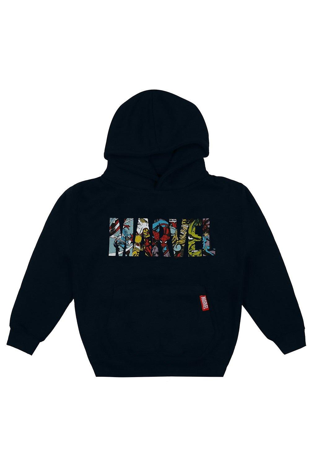 Пуловер с капюшоном и логотипом Marvel, синий