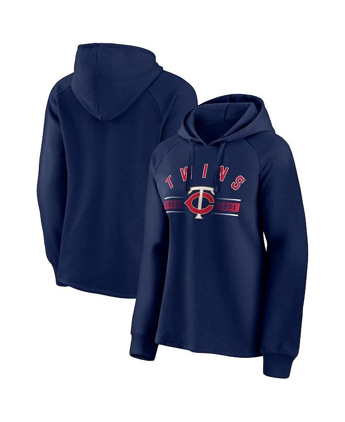 

Женский темно-синий пуловер с капюшоном Minnesota Twins Perfect Play с логотипом реглан Fanatics, синий