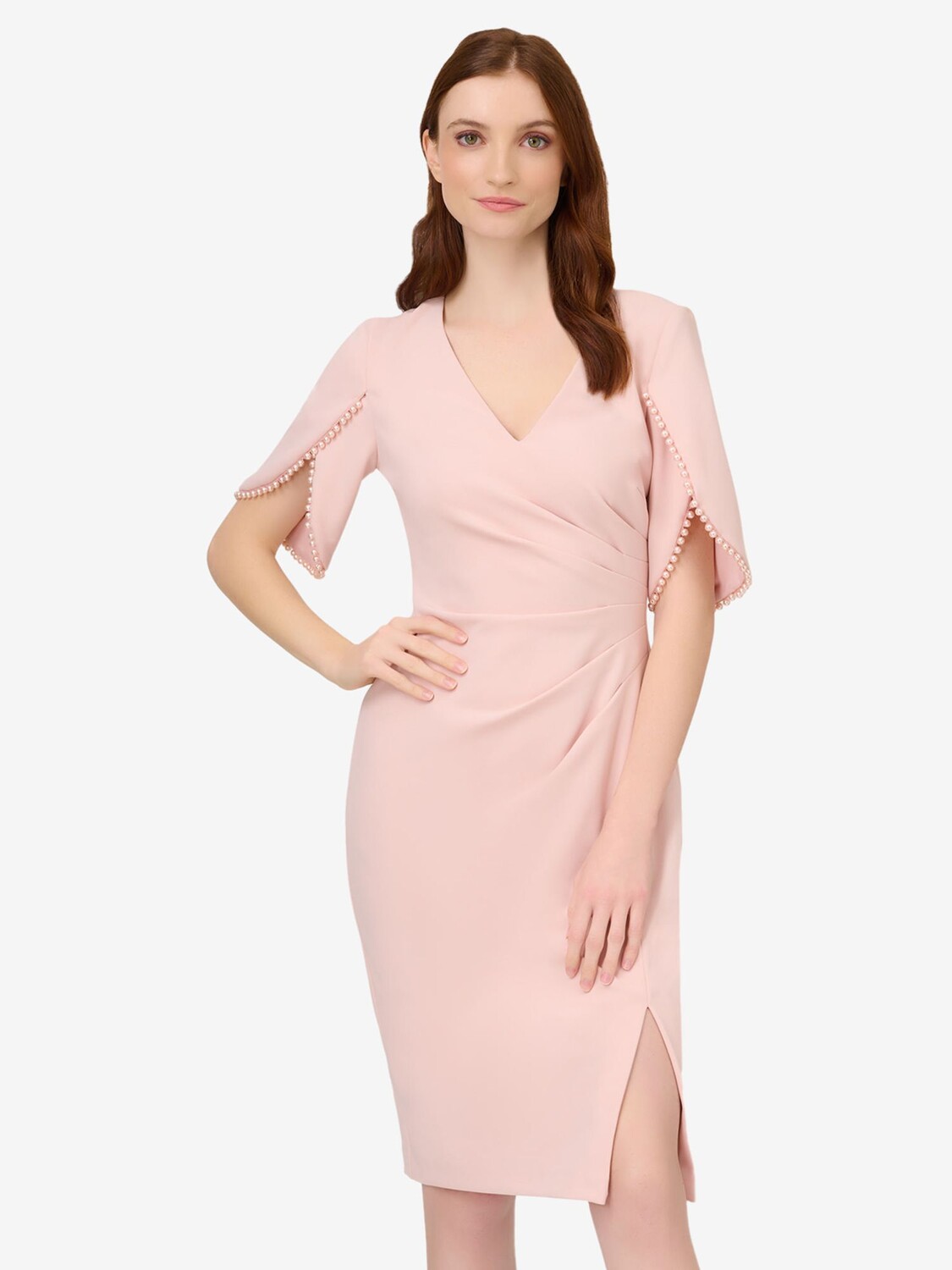 

Платье Adrianna Papell из крепа с жемчужной отделкой, оттенок Mellow Blush