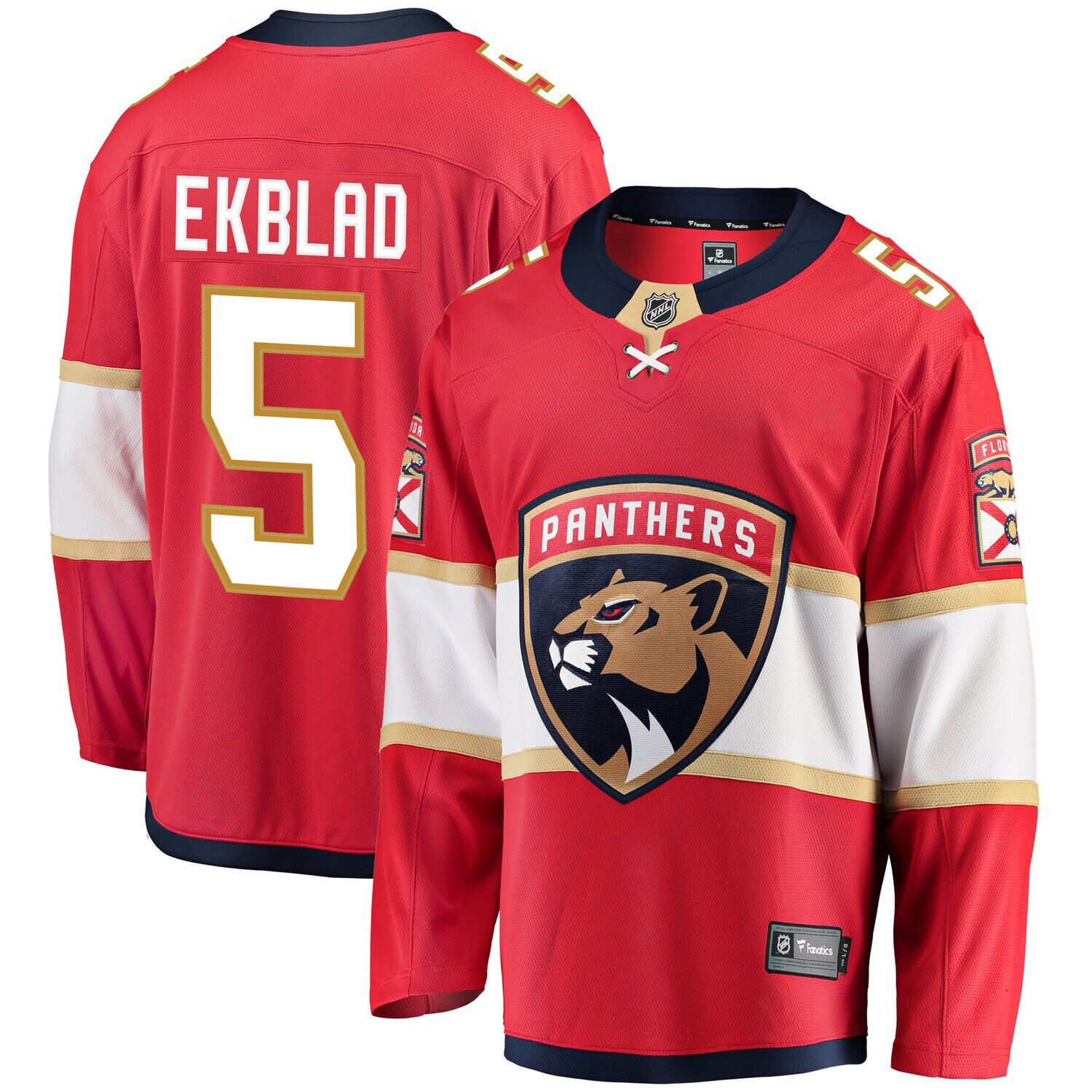 

Мужская красная майка с логотипом Aaron Ekblad Florida Panthers для игрока отколовшейся команды Fanatics, Красный