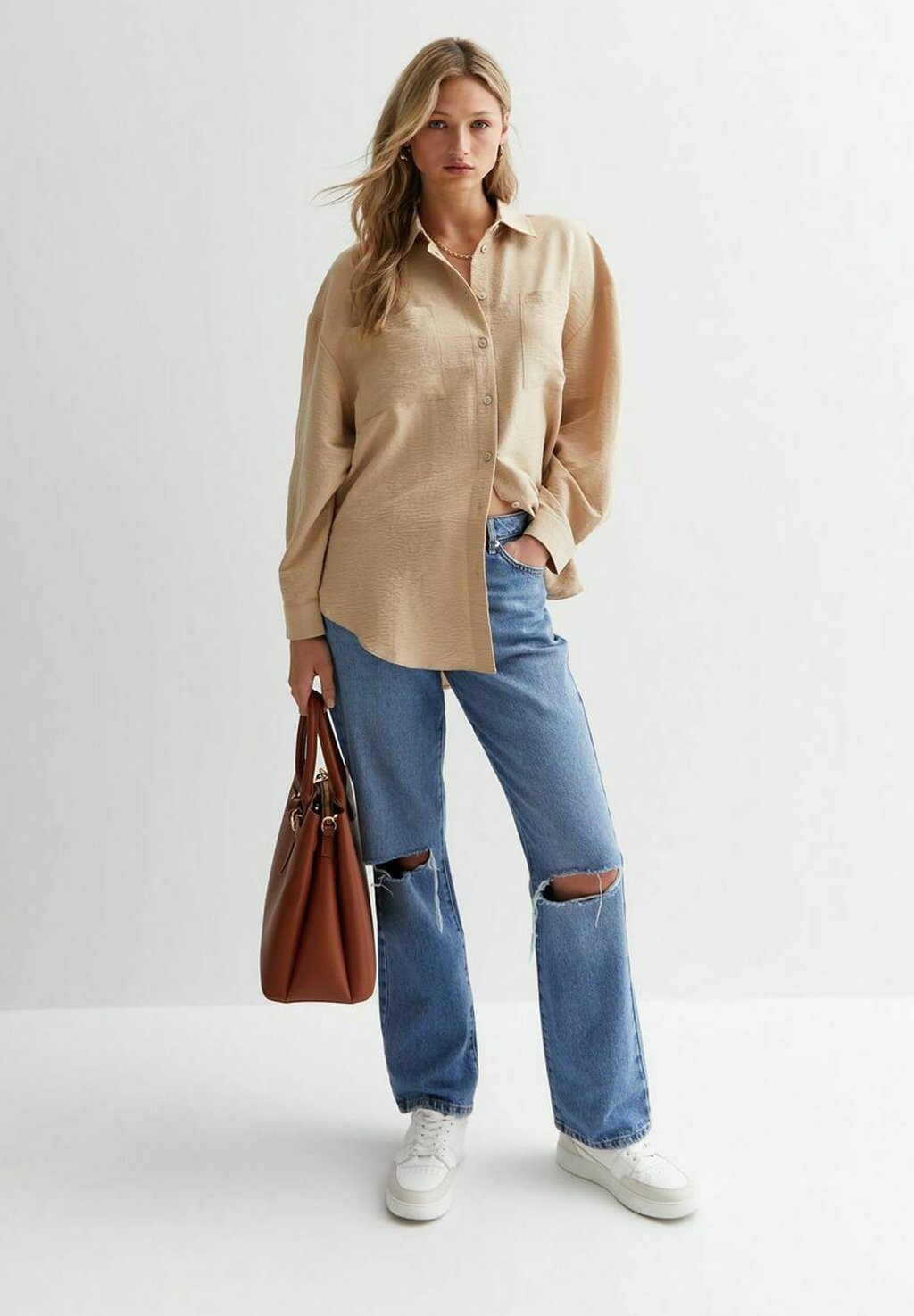 

Блузка-рубашка POCKET FRONT LONG SLEEVE New Look, цвет stone