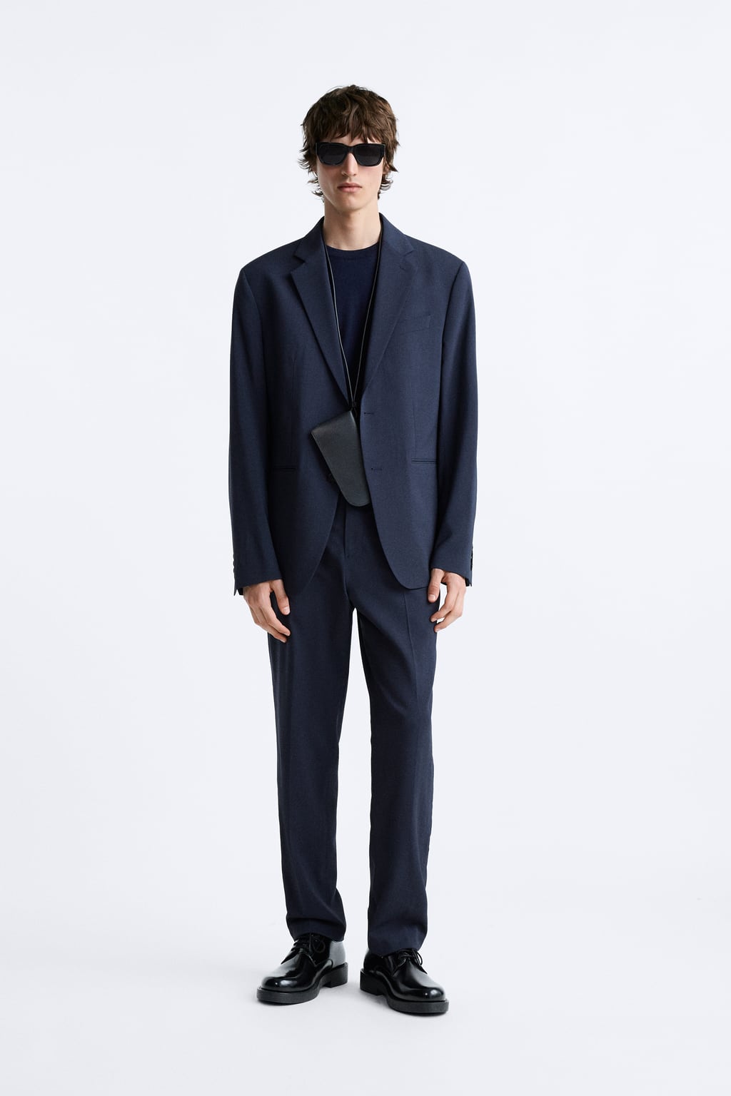 

Шерстяной костюмный пиджак ZARA, синий