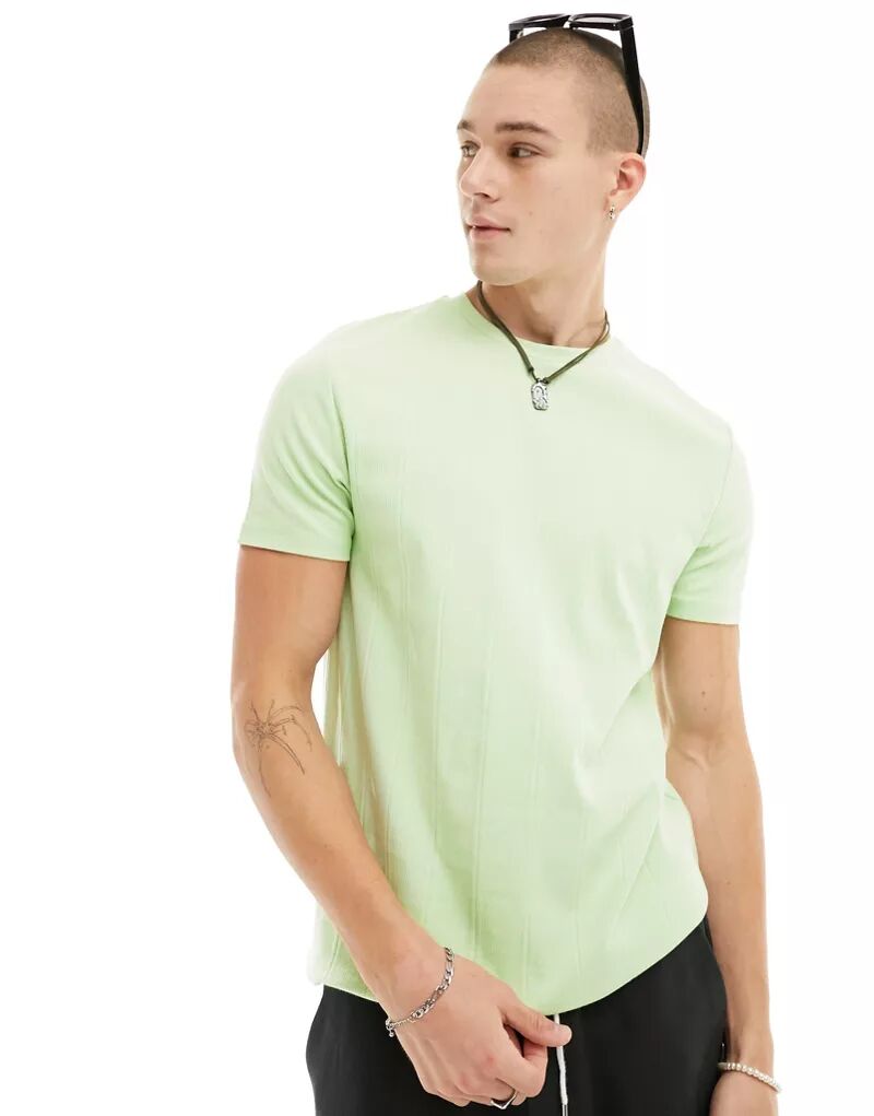 цена Светло-зеленая структурированная футболка ASOS