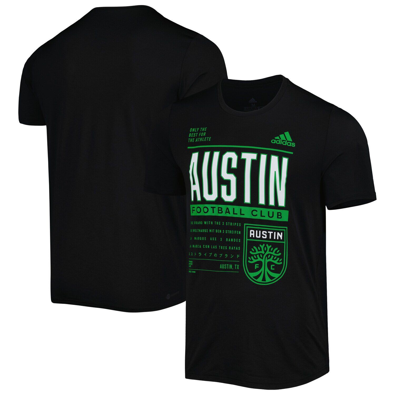 

Мужская черная футболка Austin FC Club DNA Performance adidas, Черный
