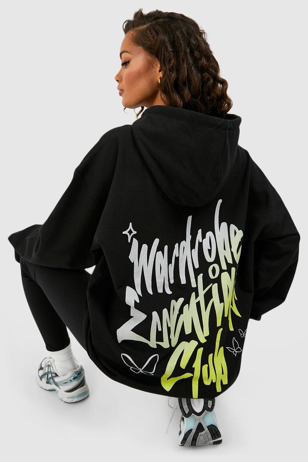 

Худи оверсайз с принтом wardrobe essentials Boohoo, черный