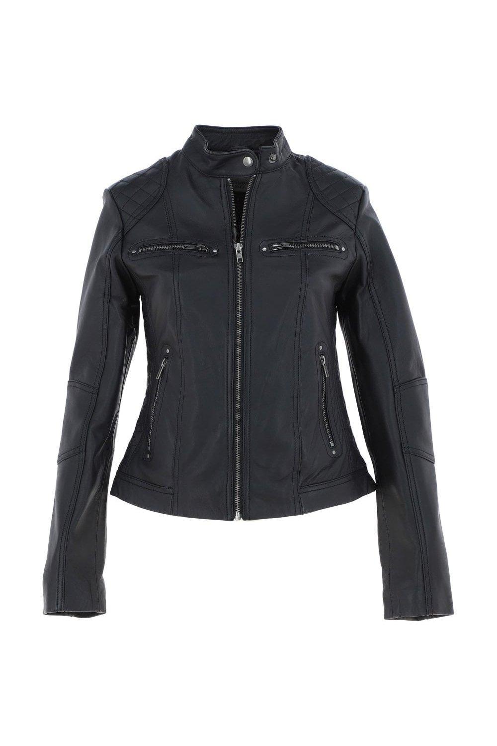 Модная куртка в байкерском стиле из натуральной кожи Donna Milano Ashwood Leather, черный leather jacket ad milano куртки из натуральной кожи узкого покроя