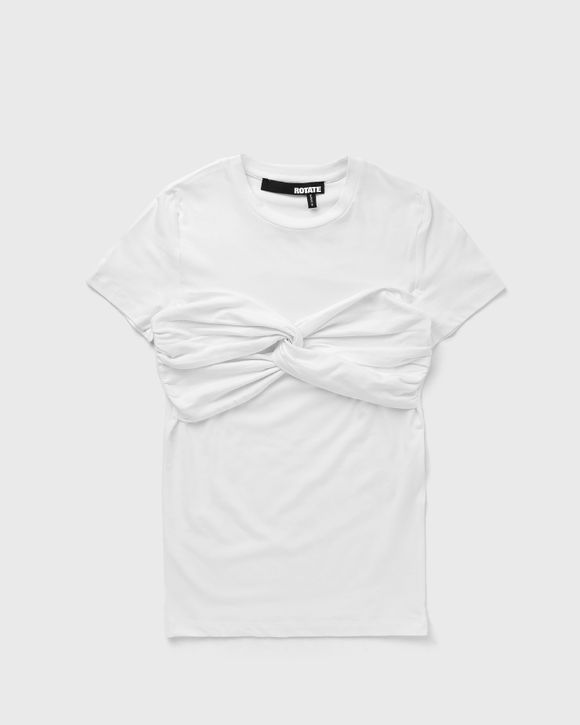 

Топ Rotate Birger Christensen Fitted Twisted T-Shirt, ярко-белый