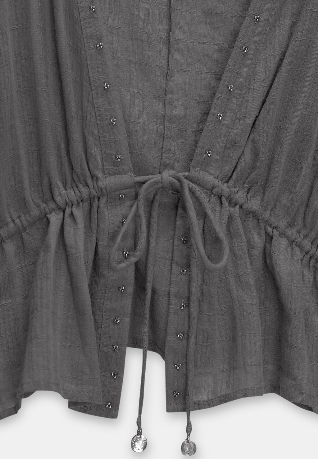 

Блуза BALLOON SLEEVE BOW PULL&BEAR, серый