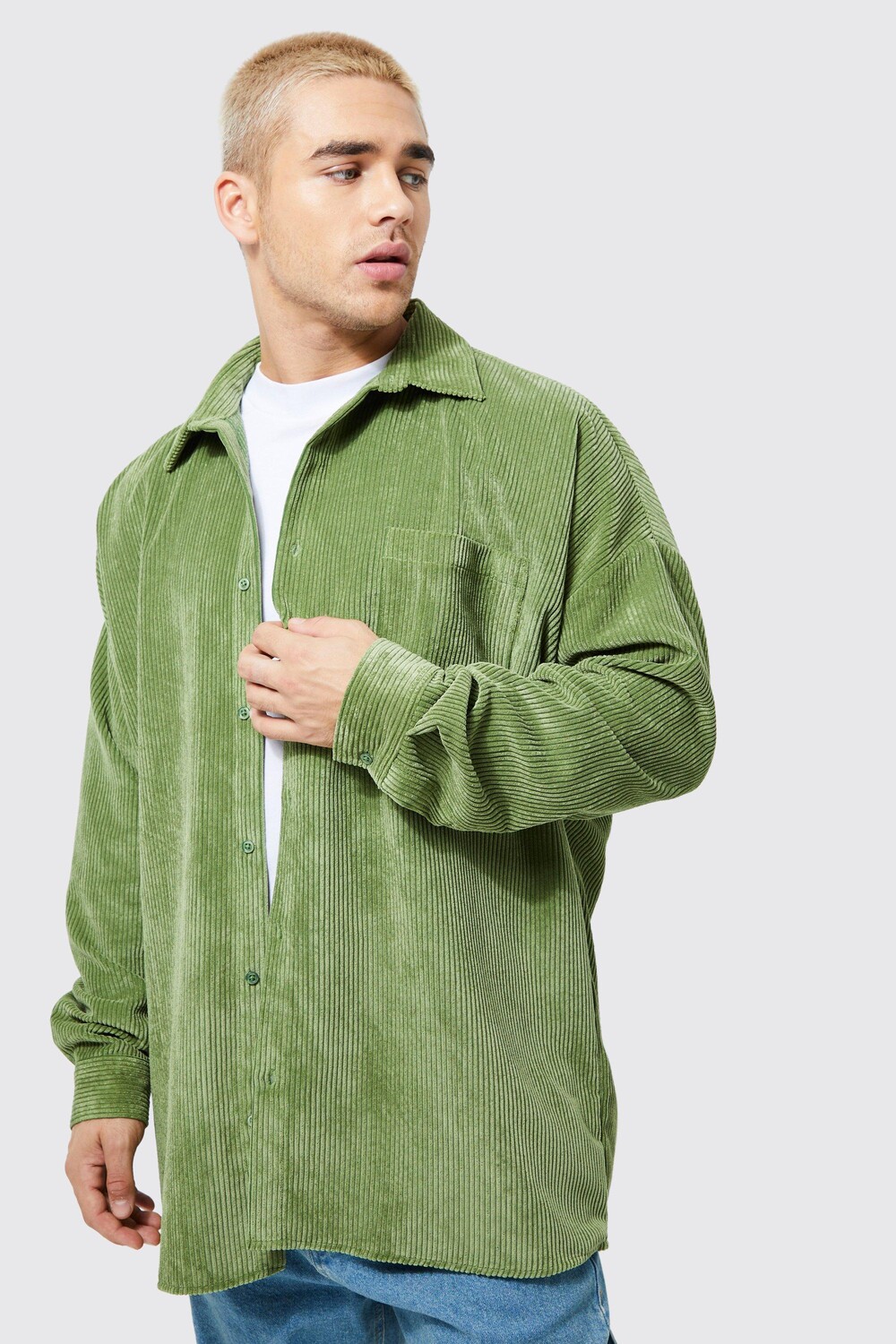 

Шнурная рубашка оверсайз Boohoo, хаки
