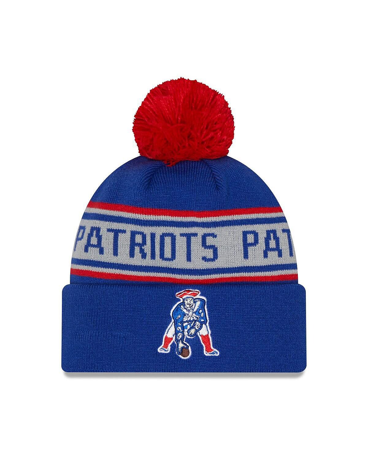

Мужская вязаная шапка с манжетами и помпоном с историческим логотипом Royal New England Patriots New Era