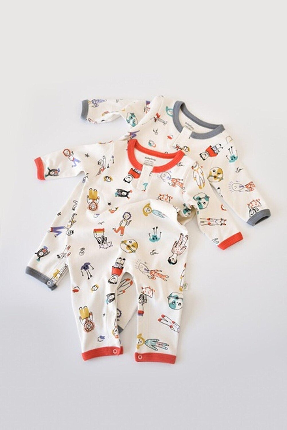 

Комбинезон из двух частей на кнопках BabyCosy Organic Wear, серо-красный