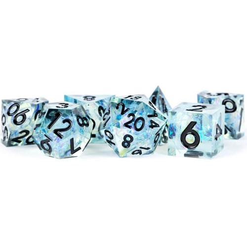 

Аксессуары Metallic Dice Games Metallic Dice Games: 16mm Sharp-Edge Polyhedral Set - Captured Frost