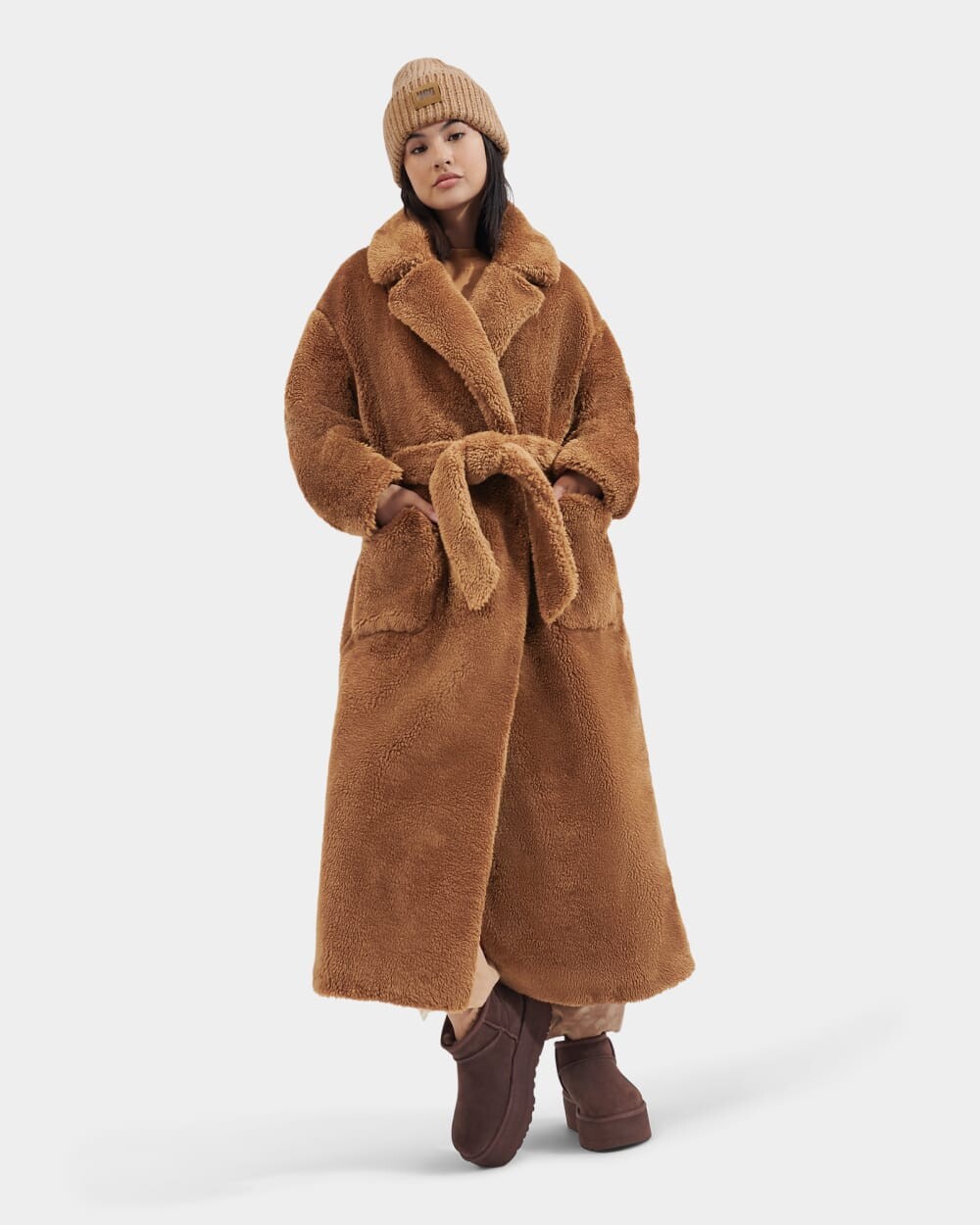 

Верхняя одежда Alesandra Faux Fur Wrap Coat UGG, коричневый
