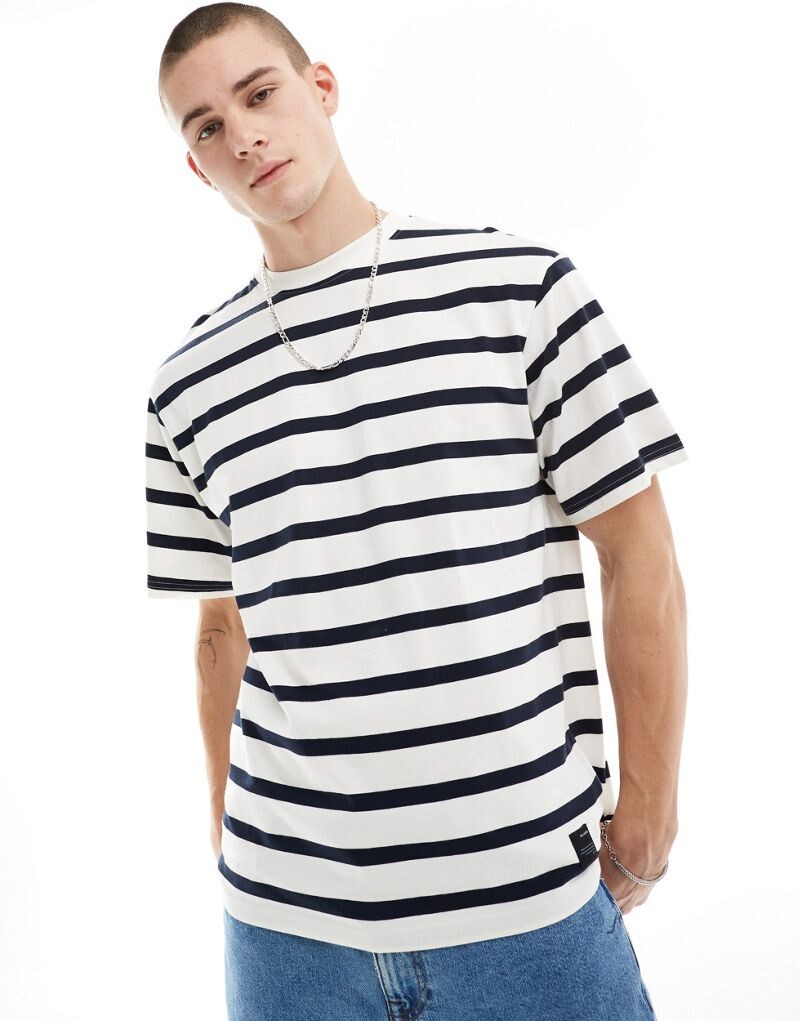 

Pull&Bear — футболка с короткими рукавами в темно-синюю полоску