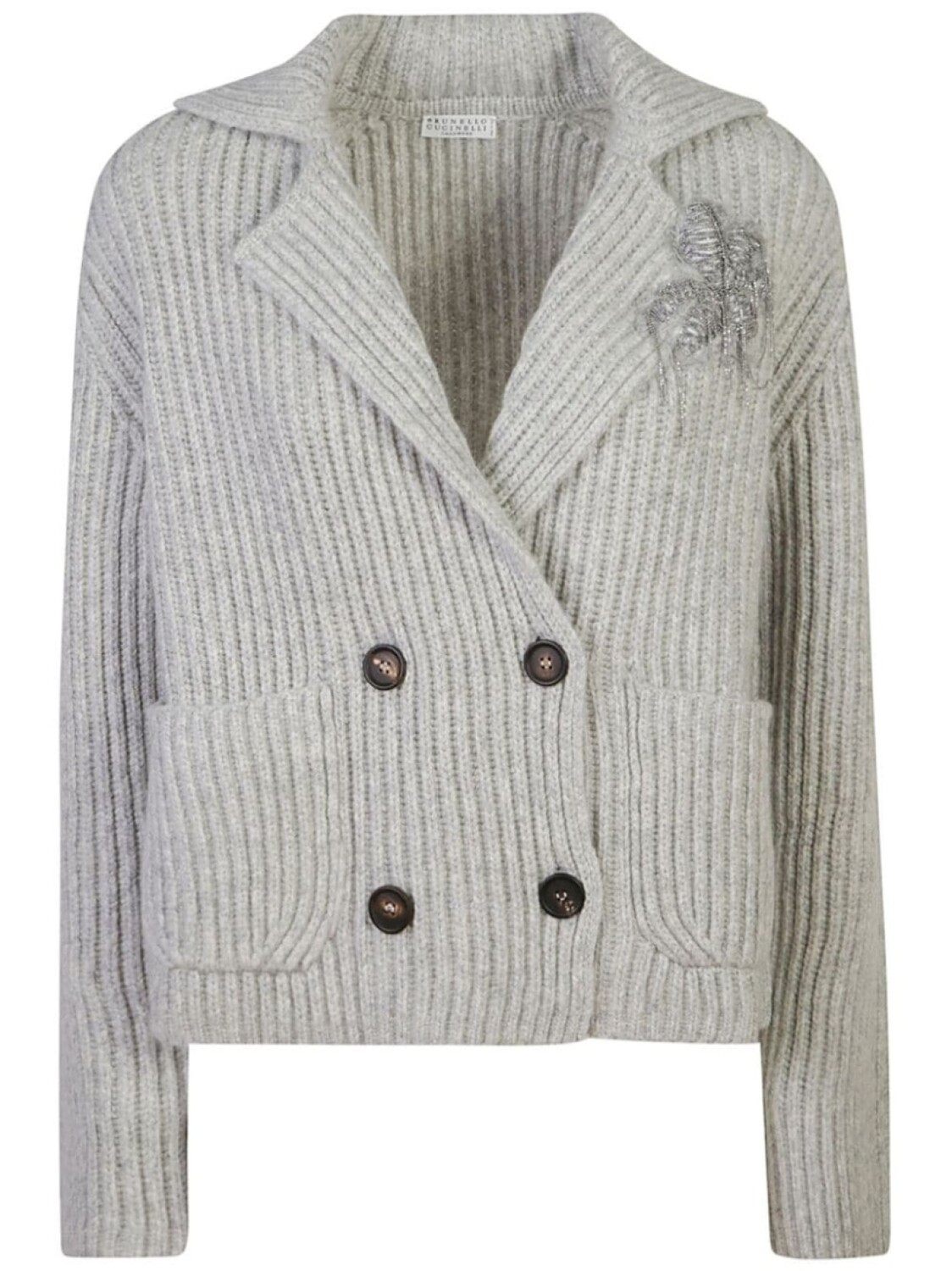 

Brunello Cucinelli кардиган с аппликацией Монили, серый