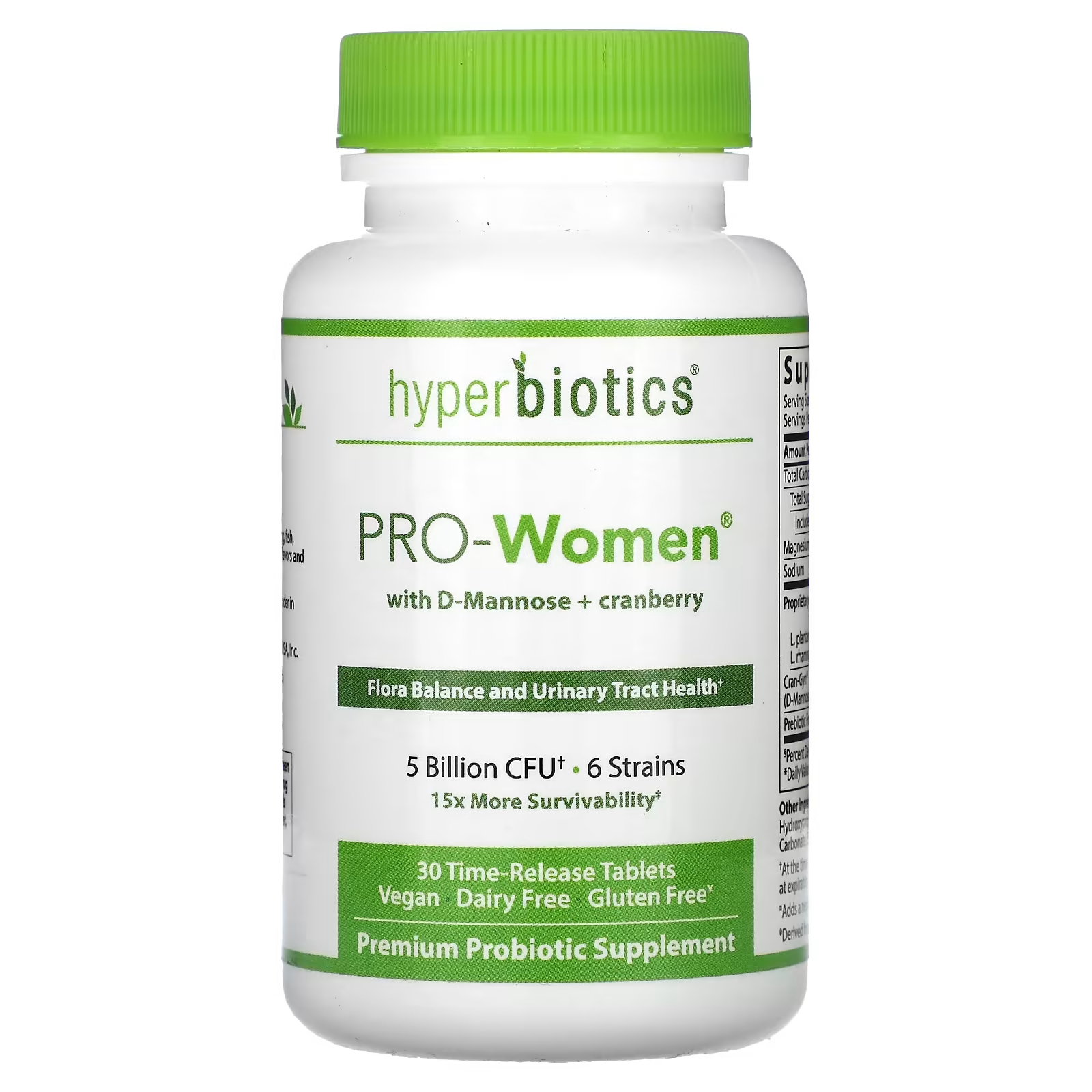 Hyperbiotics PRO-Women с D-маннозой + клюквой, без вкуса, 5 миллиардов КОЕ, 30 таблеток с пролонгированным действием