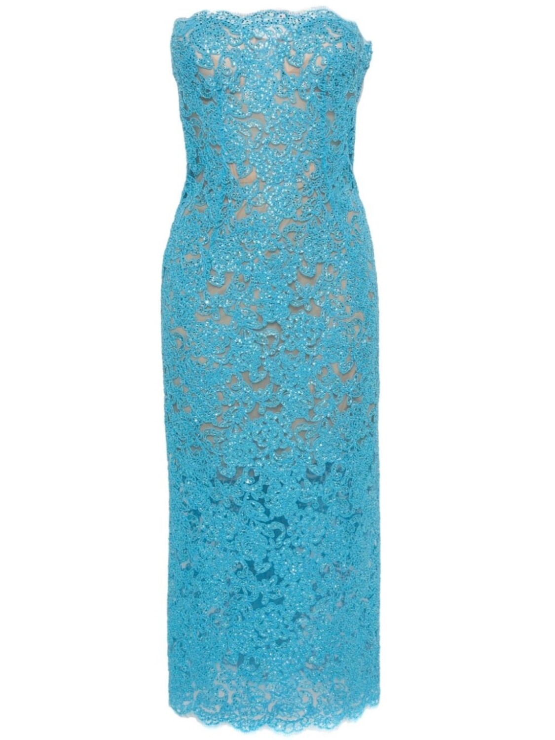 

Ermanno Scervino кружевное платье миди без бретелей, синий