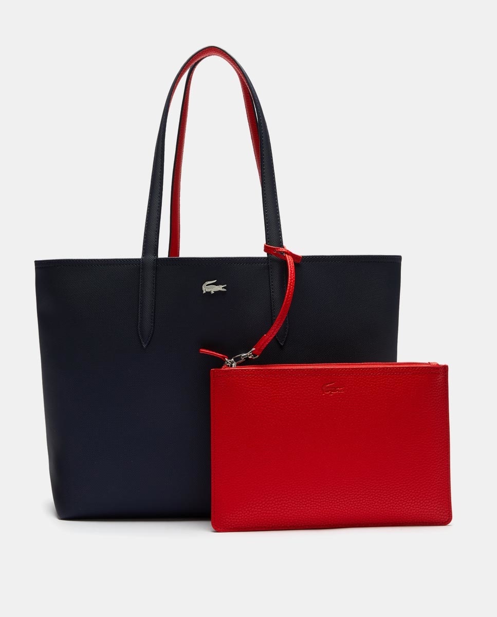 artwknd бордовая двухцветная сумка шоппер artwknd Двусторонняя сумка-шоппер Lacoste темно-синего и красного цветов Lacoste, синий