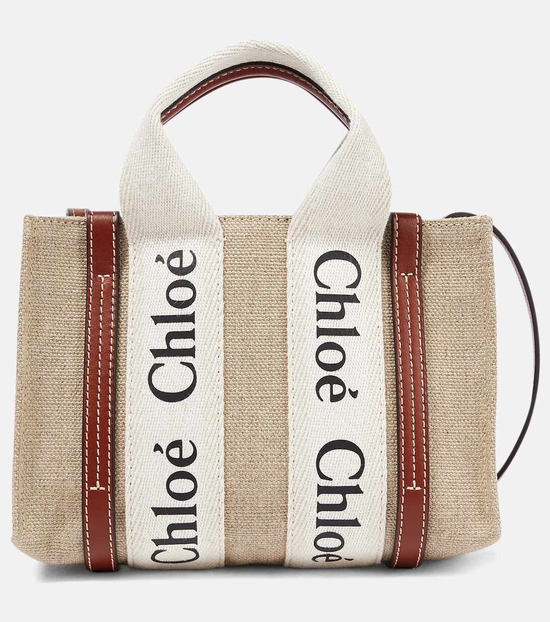 

Холщовая сумка-тоут Woody Mini Chloé, бежевый