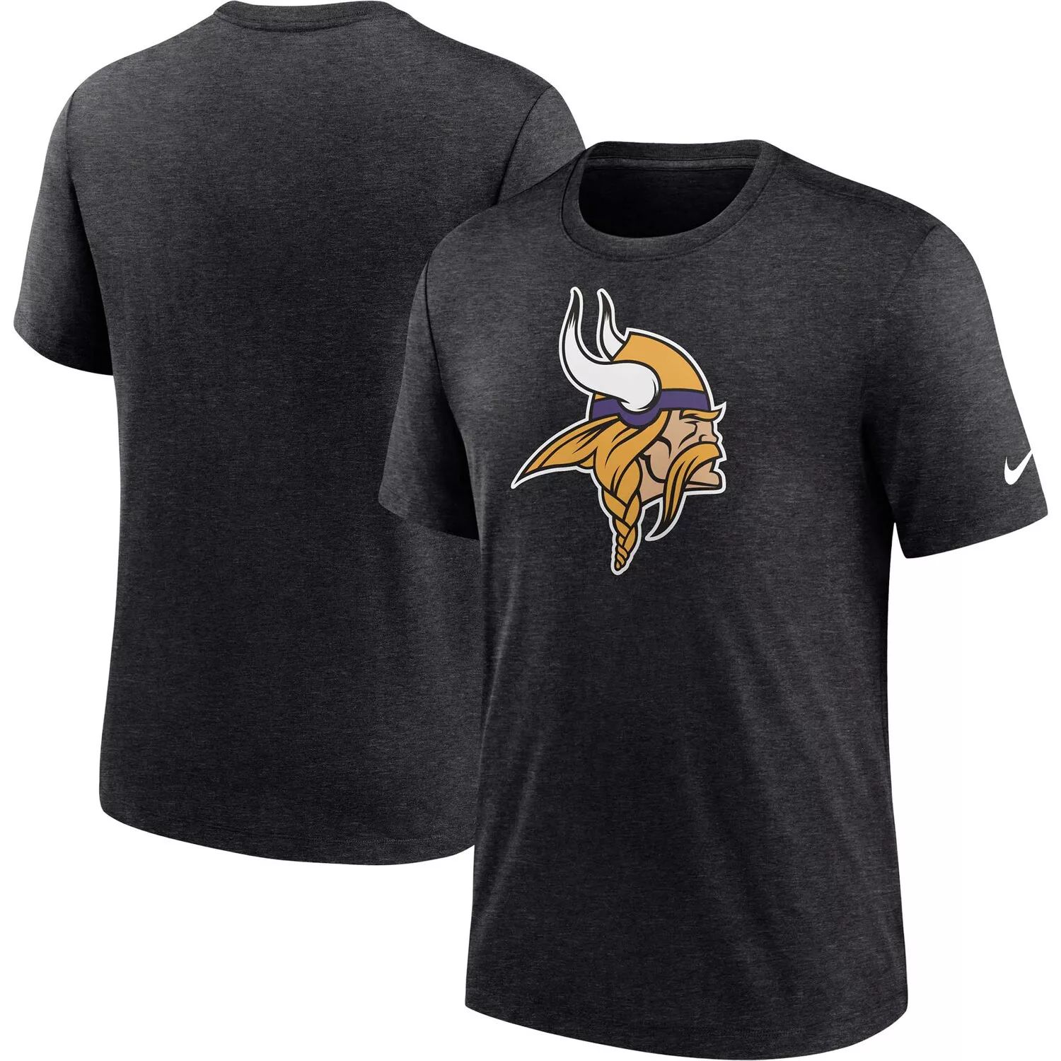 Мужская черная футболка с логотипом Minnesota Vikings Heather Tri-Blend Nike