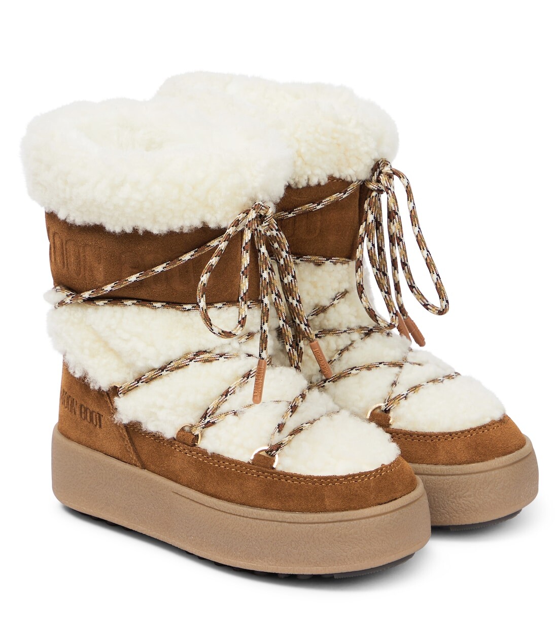 

Детские зимние ботинки jtrack из овчины и замши Moon Boot Kids, коричневый