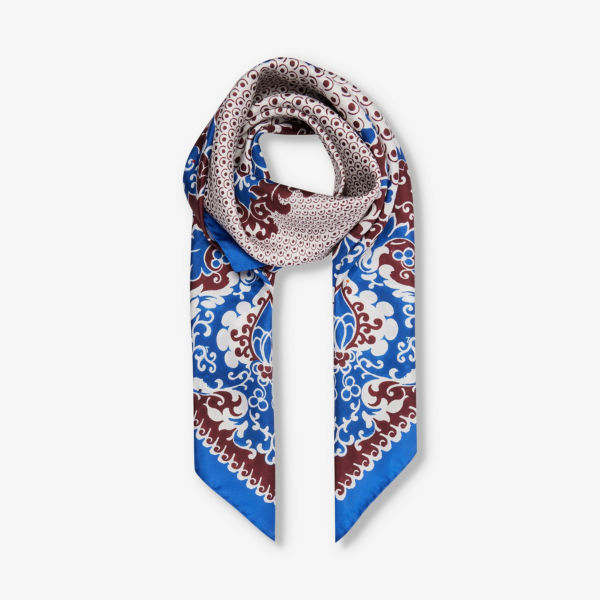 Шелковый шарф marzia с цветочным узором Weekend Max Mara, синий