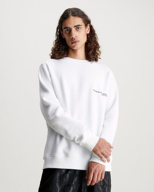 

Мужская толстовка с логотипом и аэрозольным принтом, стандартный крой Calvin Klein Jeans, белый